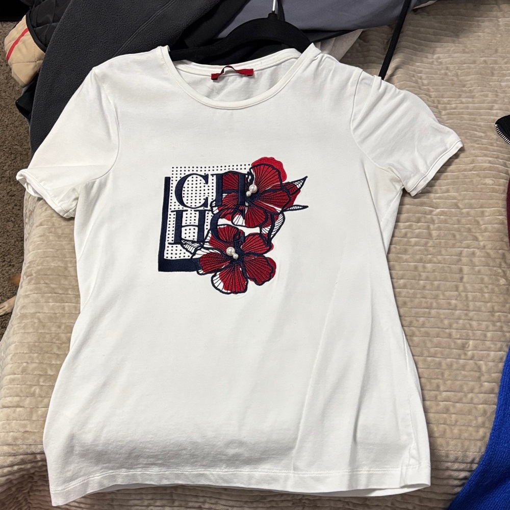 Carolina Herrera White Tee with Red Label